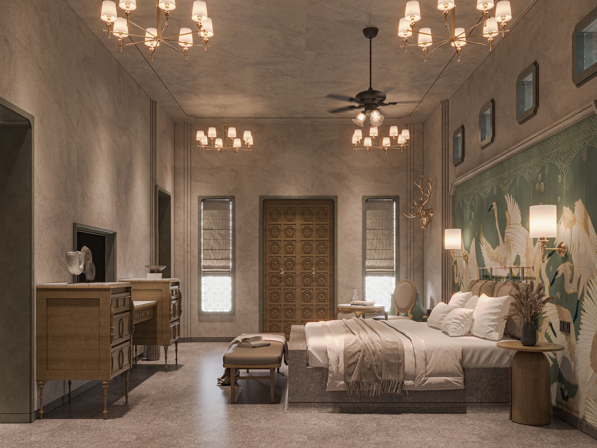 Suite with twin chandeliers