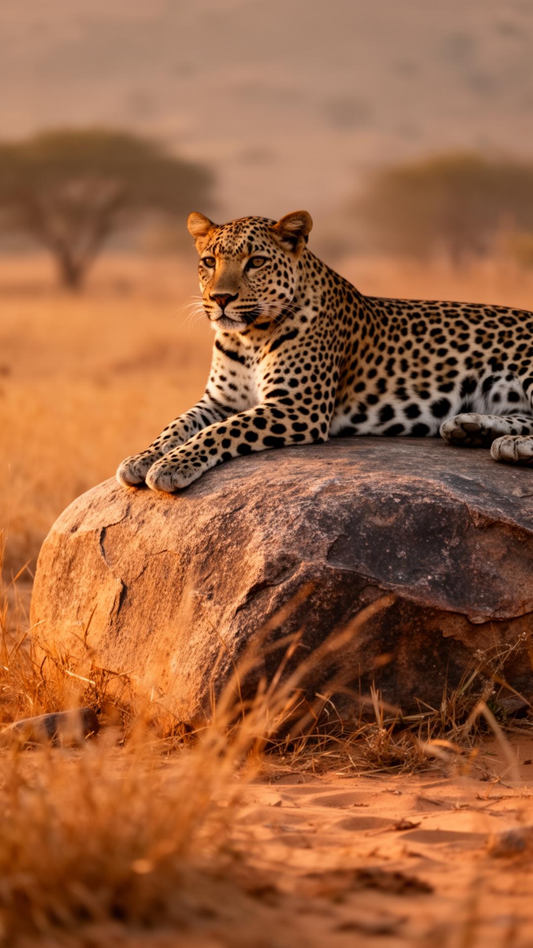 A leopard on the granite hills of Jawai
