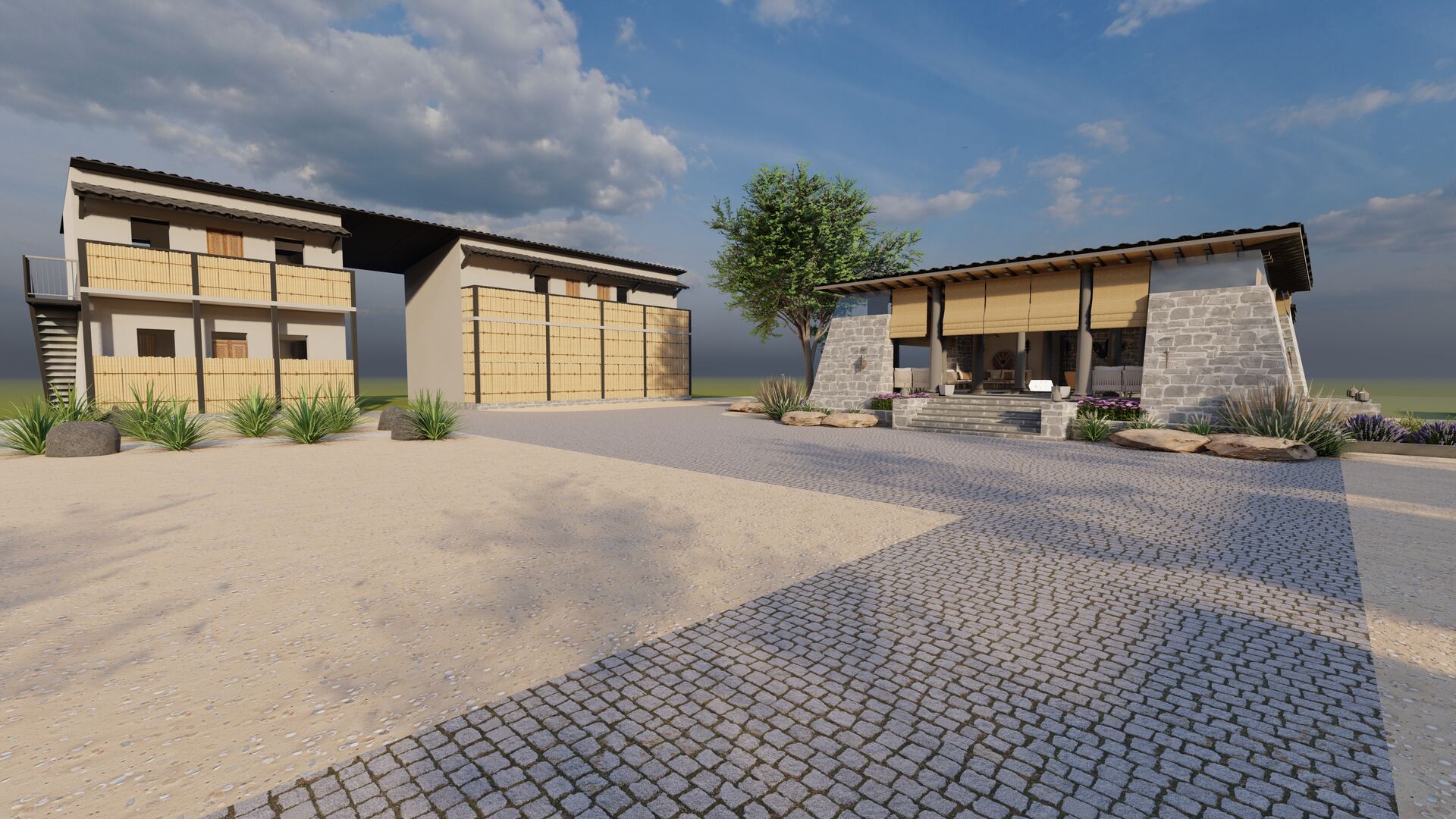 Paved courtyard