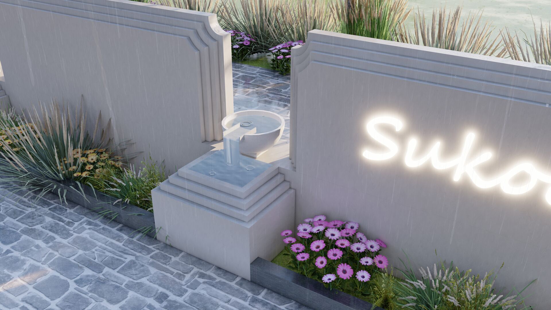 Lit Sukoon signage wall