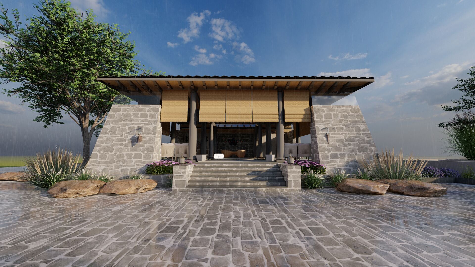 The reception pavilion façade