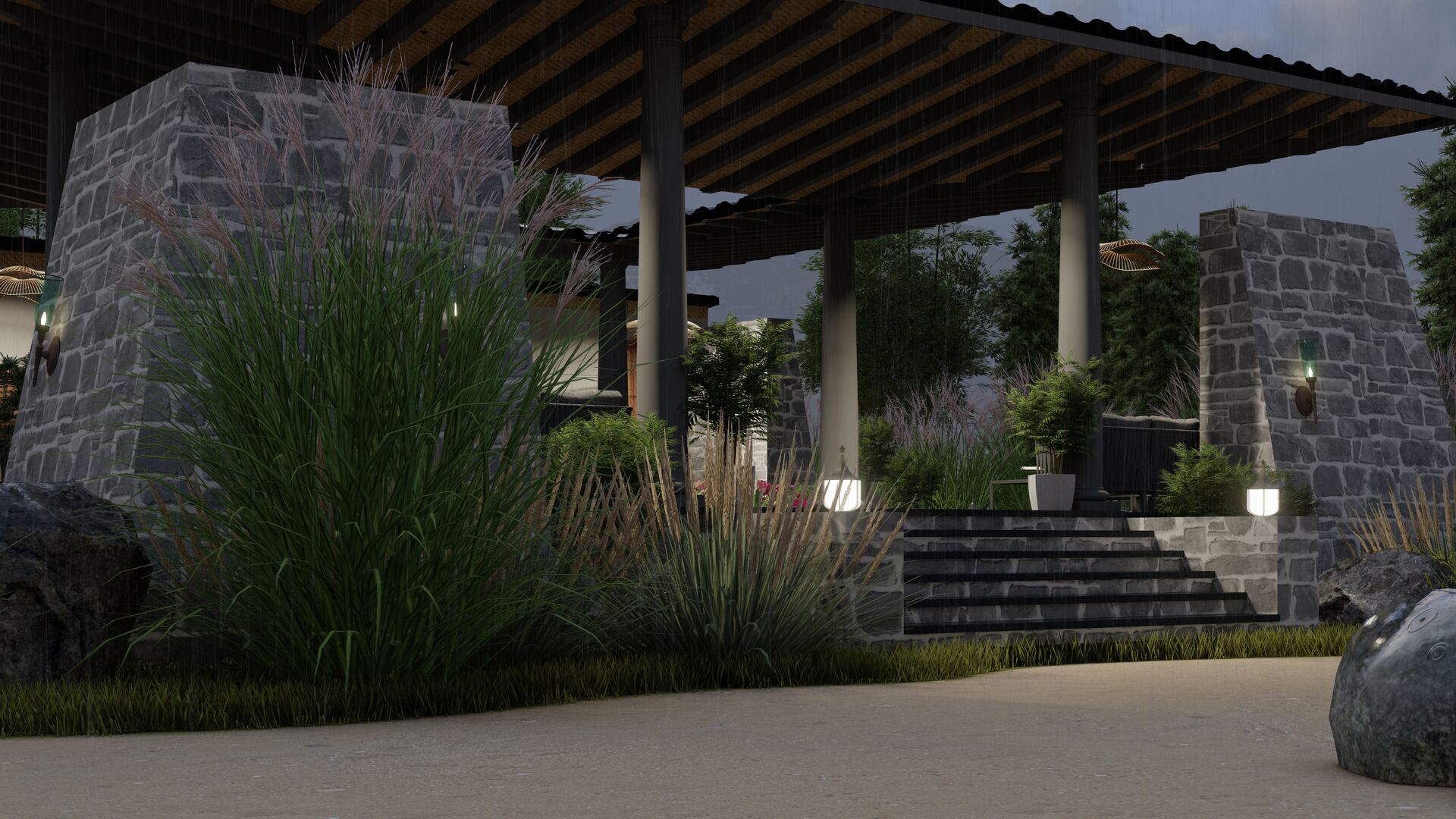Path between villas