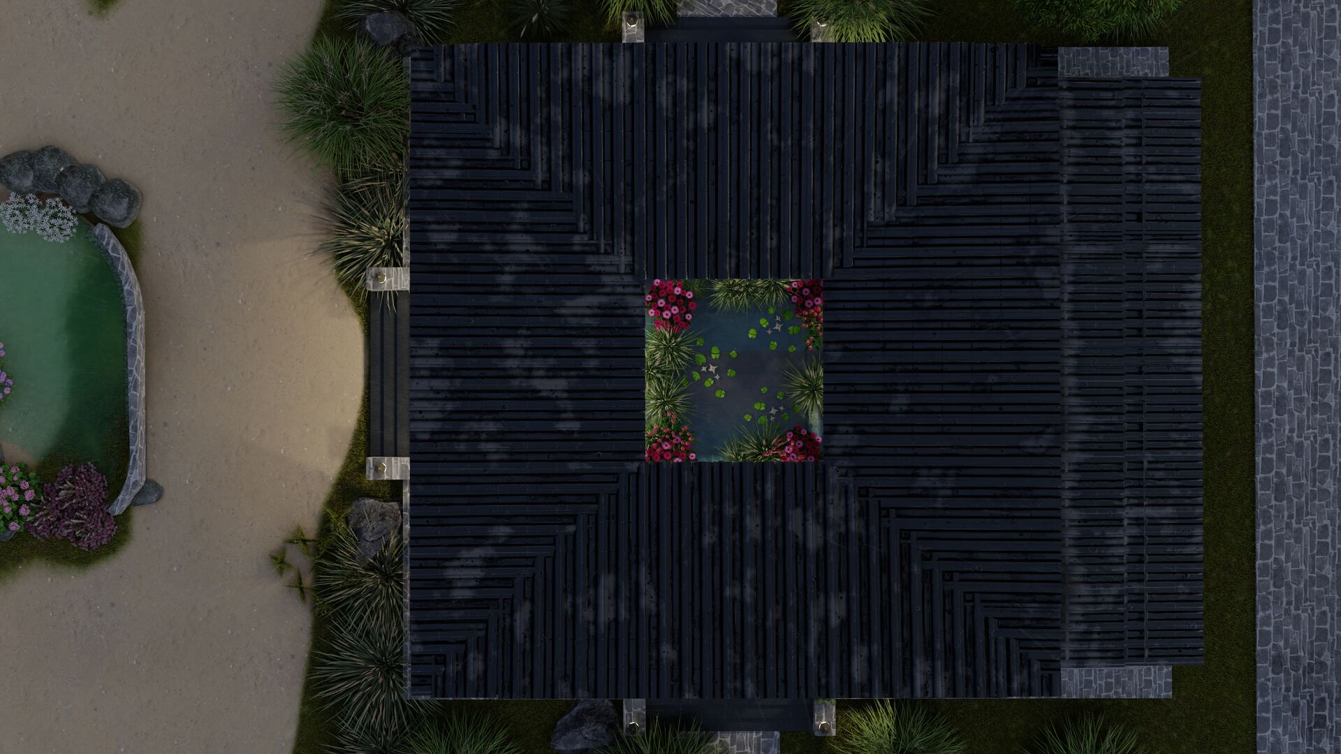 Top-down pool court
