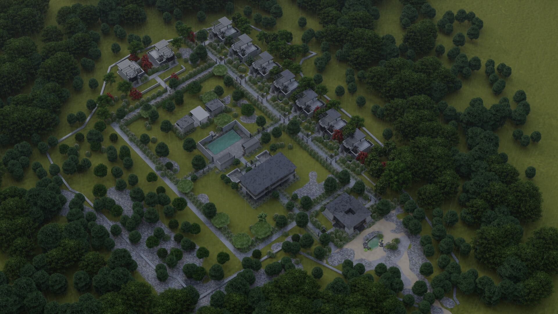 Aerial of the resort grounds